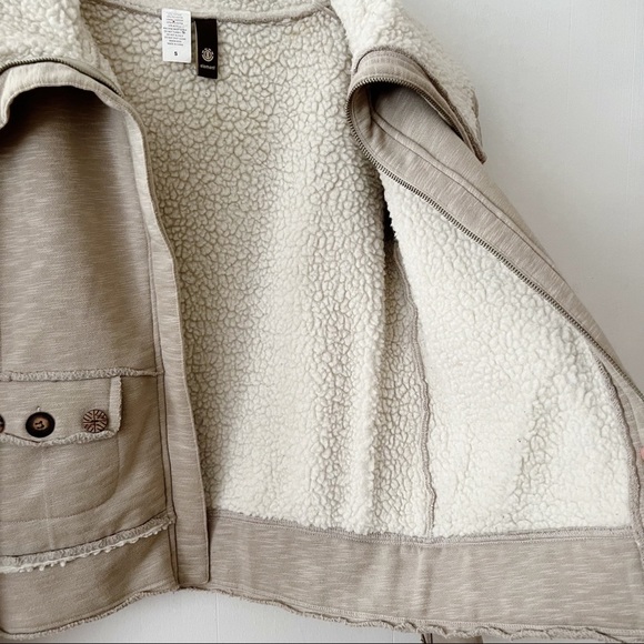 Element Tan Zip Front Jacket with Faux Sherpa Lining and Collar Size Small - Picture 7 of 16